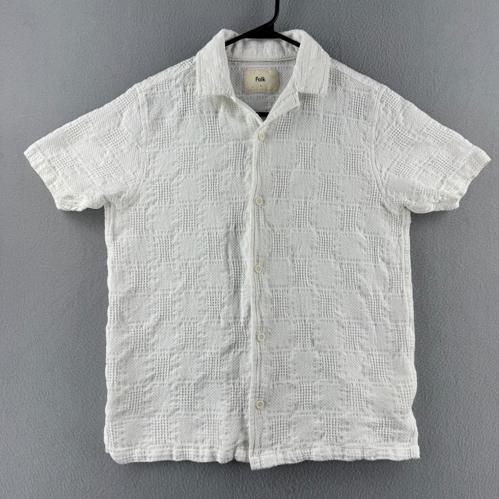 Folk Clothing Company Shirt Mens Small Cotton Knit Button Up Camp Vacation